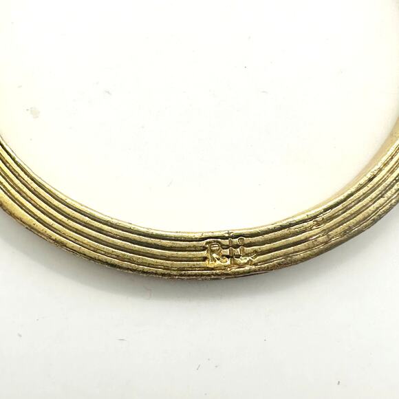 Ralph Lauren Gold Hoop Ribbed Earring Hoop RLL Coastal Cowgirl Western Jewelry - Picture 7 of 8